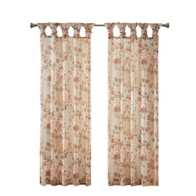 Olliix Madison Park Simone Blush Printed Floral Twist Tab Curtain - 95 x 50