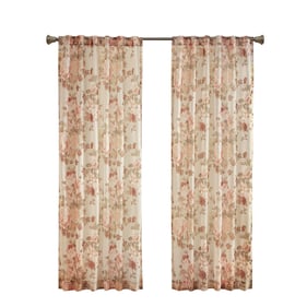 Olliix Madison Park Simone Blush Printed Floral Rod Pocket Curtain - 95 x 5...