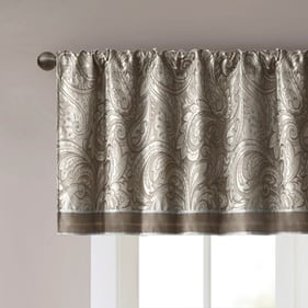 Olliix Madison Park Aubrey Blue Brown Jacquard Window Valance