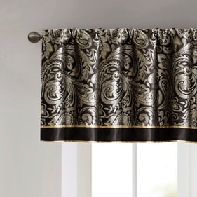 Olliix Madison Park Aubrey Black Jacquard Window Valance