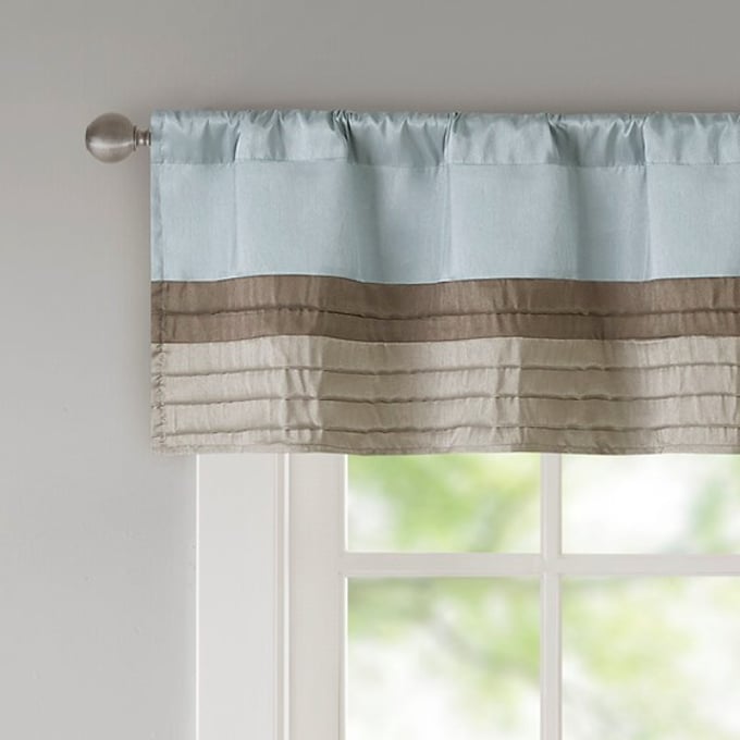 Olliix Madison Park Amherst Blue Polyoni Pintuck Window Valance OLIX-MP41-2229