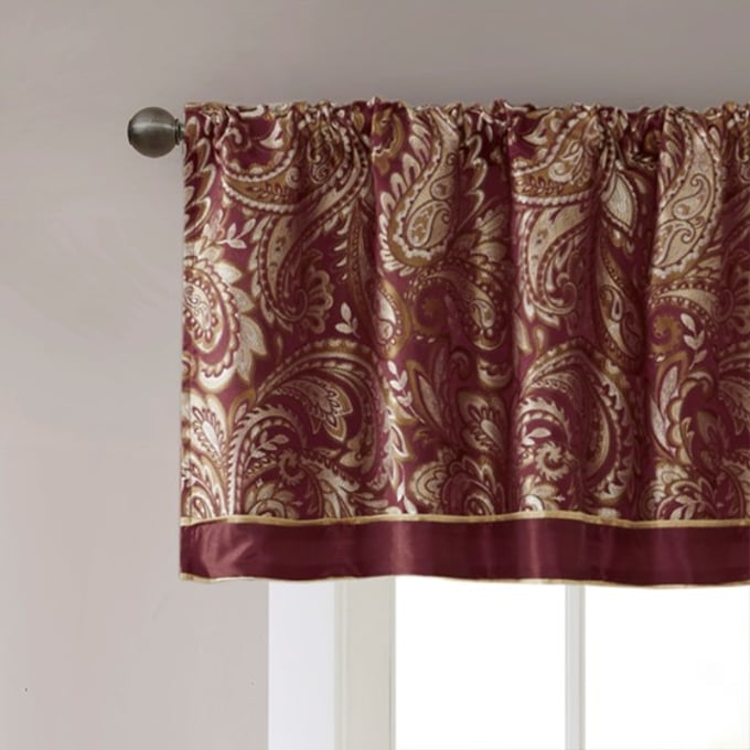 Olliix Madison Park Aubrey Burgundy Jacquard Window Valance OLIX-MP41-2714