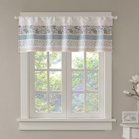 Olliix Madison Park Dawn Aqua Printed and Pieced Rod Pocket Valance