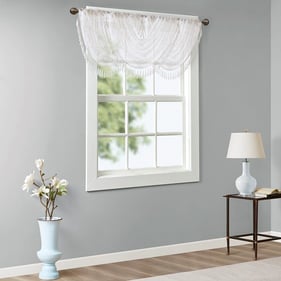 Olliix Madison Park Irina White Diamond Sheer Waterfall Valance - 46 x 38