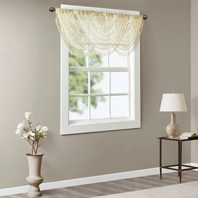 Olliix Madison Park Irina Ivory Diamond Sheer Waterfall Valance - 46 x 38