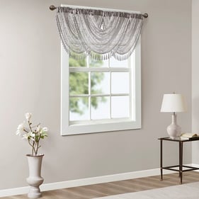 Olliix Madison Park Irina Grey Diamond Sheer Waterfall Valance - 46 x 38