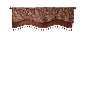 Olliix Madison Park Aubrey Burgundy Window Rod Pocket Valance With Beads