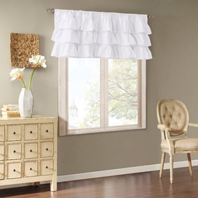 Olliix Madison Park Anna White Cotton Oversized Ruffle Valance