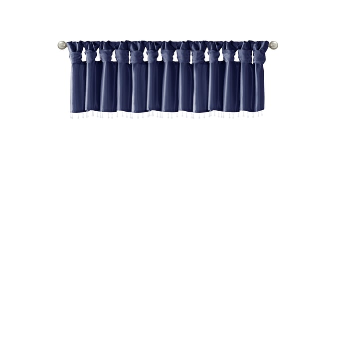 Olliix Madison Park Emilia Navy Lightweight Valance With Beads OLIX-MP41-6320