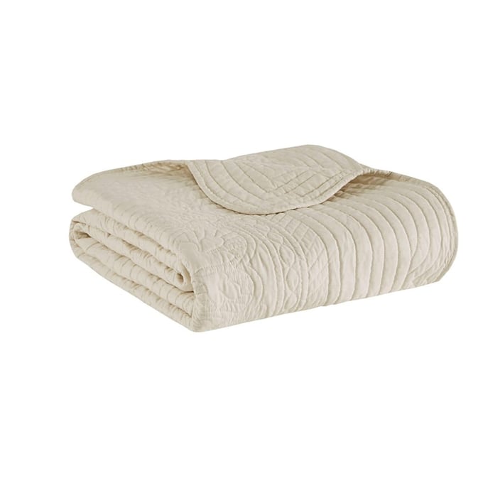 Olliix Madison Park Tuscany Cream Oversized Quilted Throw OLIX-MP50-1215