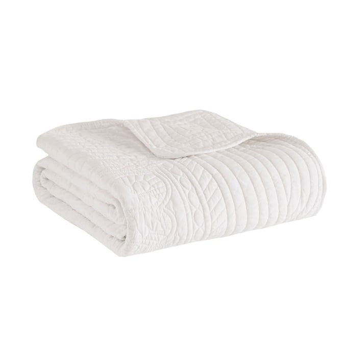 Olliix Madison Park Tuscany White Oversized Quilted Throw OLIX-MP50-1216