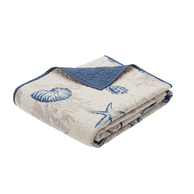 Olliix Madison Park Bayside Blue Oversized Quilted Throw OLIX-MP50-1970