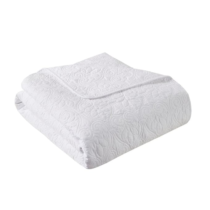 Olliix Madison Park Quebec White Oversized Quilted Throw OLIX-MP50-2986