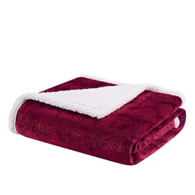 Olliix Madison Park Elma Burgundy Oversized Textured Plush Throw