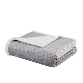 Olliix Madison Park Elma Grey Oversized Textured Plush Throw