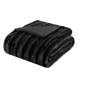 Olliix Madison Park Duke Black Long Fur Throw