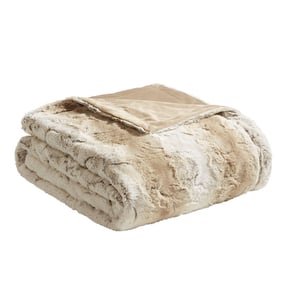 Olliix Madison Park Zuri Sand Oversized Faux Fur Throw