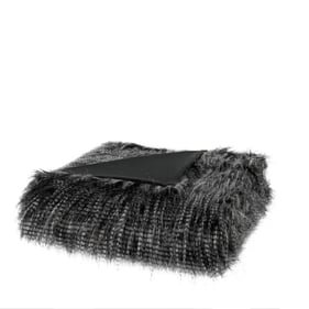 Olliix Madison Park Edina Black Faux Fur Throw