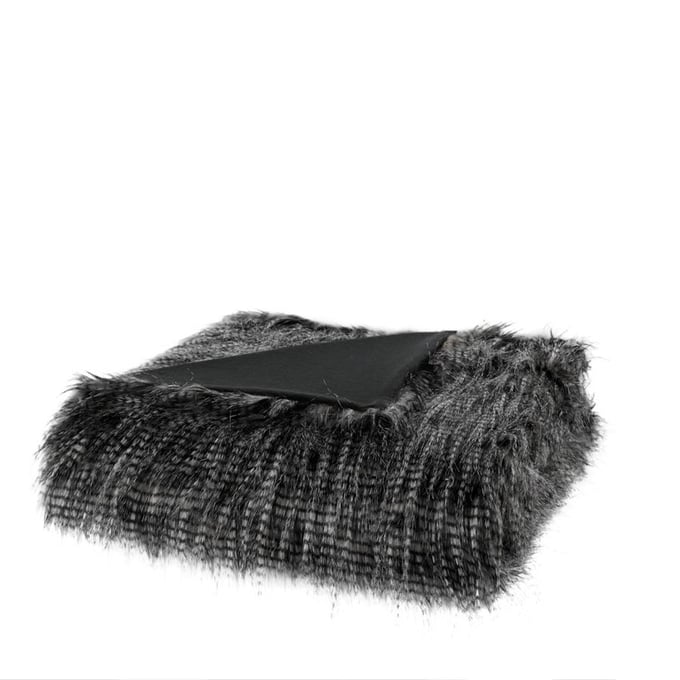 Olliix Madison Park Edina Black Faux Fur Throw OLIX-MP50-4824