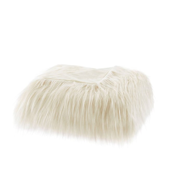 Olliix Madison Park Edina Ivory Faux Fur Throw OLIX-MP50-4826