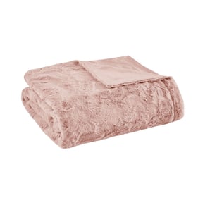 Olliix Madison Park Zuri Blush Oversized Faux Fur Throw