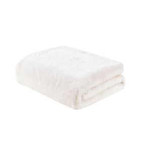 Olliix Madison Park Bristol Ivory Solid Premium Faux Fur Throw