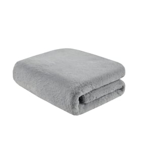 Olliix Madison Park Bristol Grey Solid Premium Faux Fur Throw