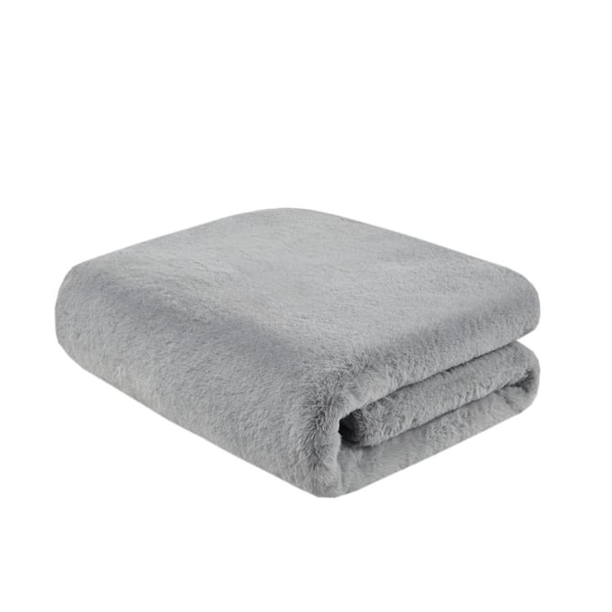 Olliix Madison Park Bristol Grey Solid Premium Faux Fur Throw OLIX-MP50-8017