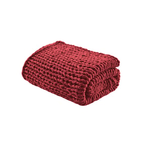 Olliix Madison Park Chunky Double Knit Red Handmade Throw