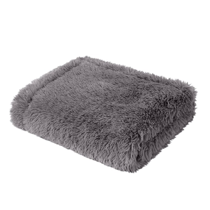 Olliix Madison Park Haven Grey Faux Fur Throw OLIX-MP50-8242