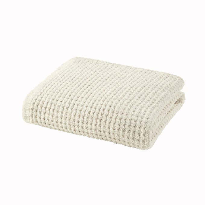 Olliix Madison Park Rowan Ivory Waffle Knit Chenille Throw OLIX-MP50-8271