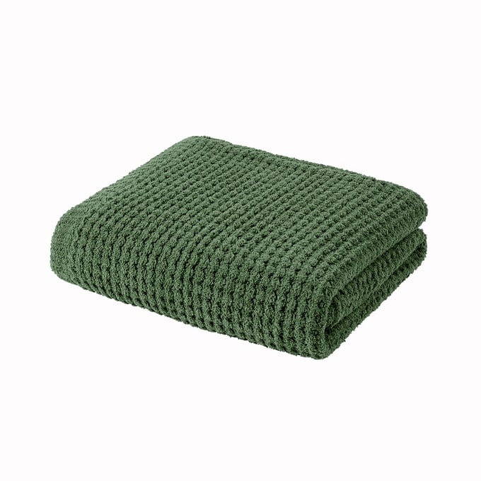 Olliix Madison Park Rowan Green Waffle Knit Chenille Throw OLIX-MP50-8273