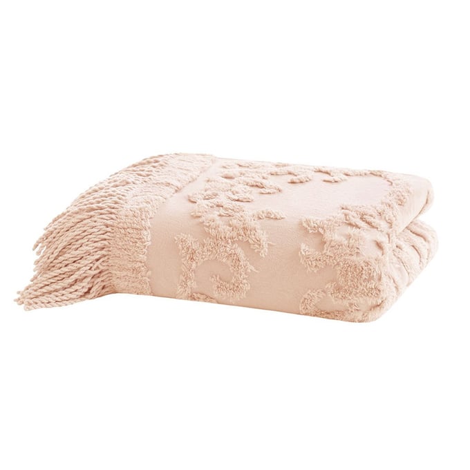 Olliix Madison Park Chloe Blush Chenille Tufted Throw OLIX-MP50N-5511