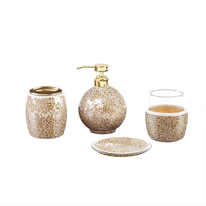 Olliix Madison Park Mosaic Gold 4pc Bath Accessory Set OLIX-MP71-4894