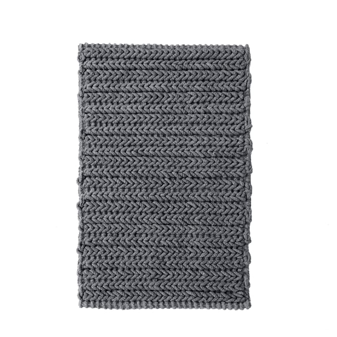 Madison Park Lasso Cotton Chenille Chain Stitch Rug 24x40 / Charcoal