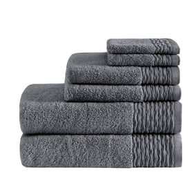 Olliix Madison Park Breeze Charcoal Jacquard Antimicrobial Cotton Towel Set