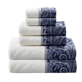 Olliix Madison Park Aubrey Navy 6pc Jacquard Towel Set