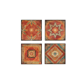 Olliix Madison Park Moroccan Tile Red 4pc Framed Art Set