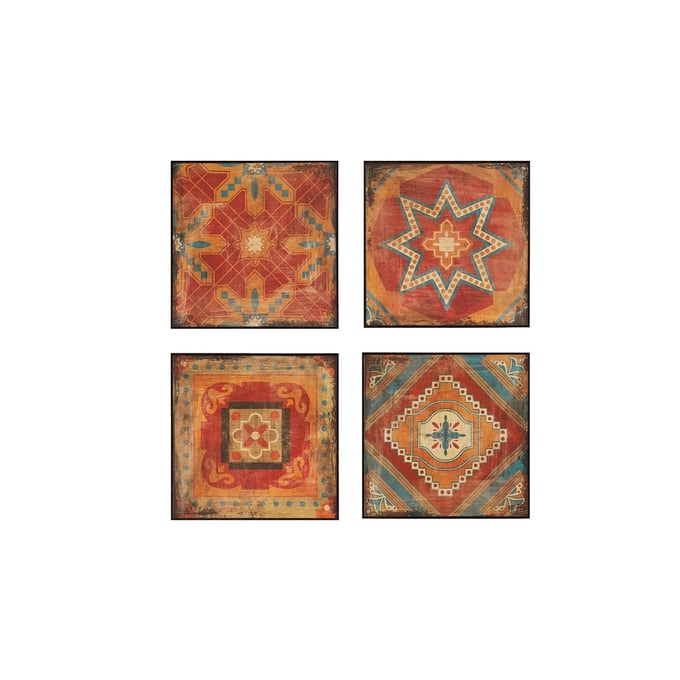 Olliix Madison Park Moroccan Tile Red 4pc Framed Art Set OLIX-MP95A-0001