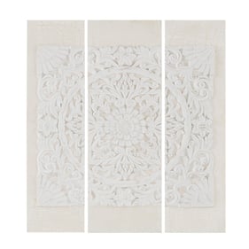 Olliix Madison Park Mandala Off White 3pc Dimensional Resin Canvas Wall Art...