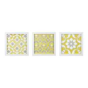 Olliix Madison Park Tuscan Tiles Yellow Medallion 3pc Wall Decor Set