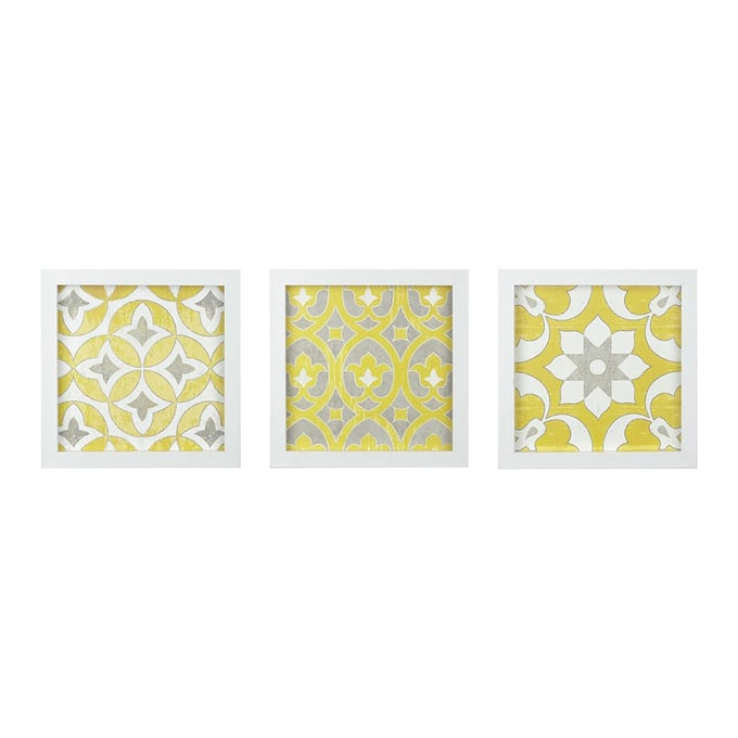 Olliix Madison Park Tuscan Tiles Yellow Medallion 3pc Wall Decor Set OLIX-MP95B-0002