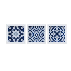 Olliix Madison Park Ornos Tiles Navy Medallion 3pc Wall Decor Set