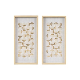 Olliix Madison Park Aurelian Emblem Natural Gold 2pc Shadowbox Wall Decor S...