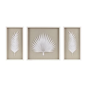 Olliix Madison Park Sabal Off White 3pc Shadowbox Wall Decor Set