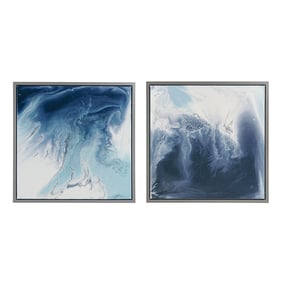 Olliix Madison Park Blue Lagoon Abstract 2pc Framed Canvas Wall Art Set