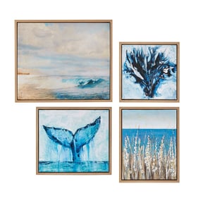 Olliix Madison Park Seascape Blue 4pc Framed Canvas Wall Art Set