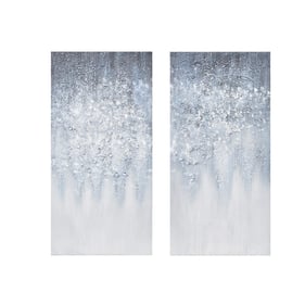 Olliix Madison Park Winter Glaze Blue White Heavily Embellished 2pc Canvas ...