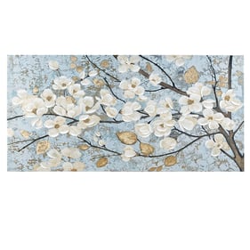 Olliix Madison Park Luminous Bloom Blue Gold Foil and Hand Embellished Flor...