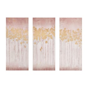 Olliix Madison Park Twilight Forest Blush Gold Foil Abstract 3pc Canvas Wal...